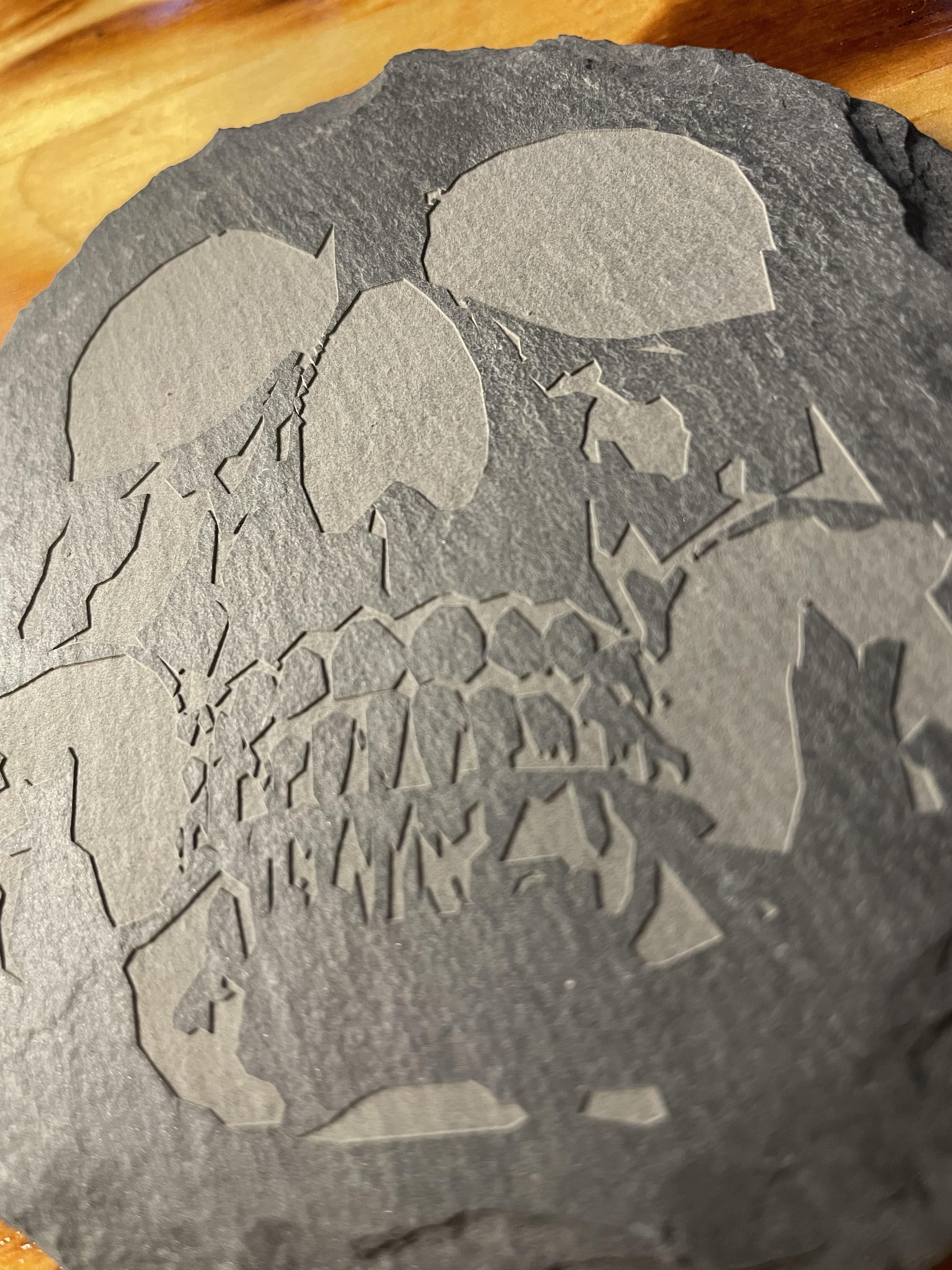 SKULL PRINT, CUSTOM SLATE STONE COASTER (TWO PACK)