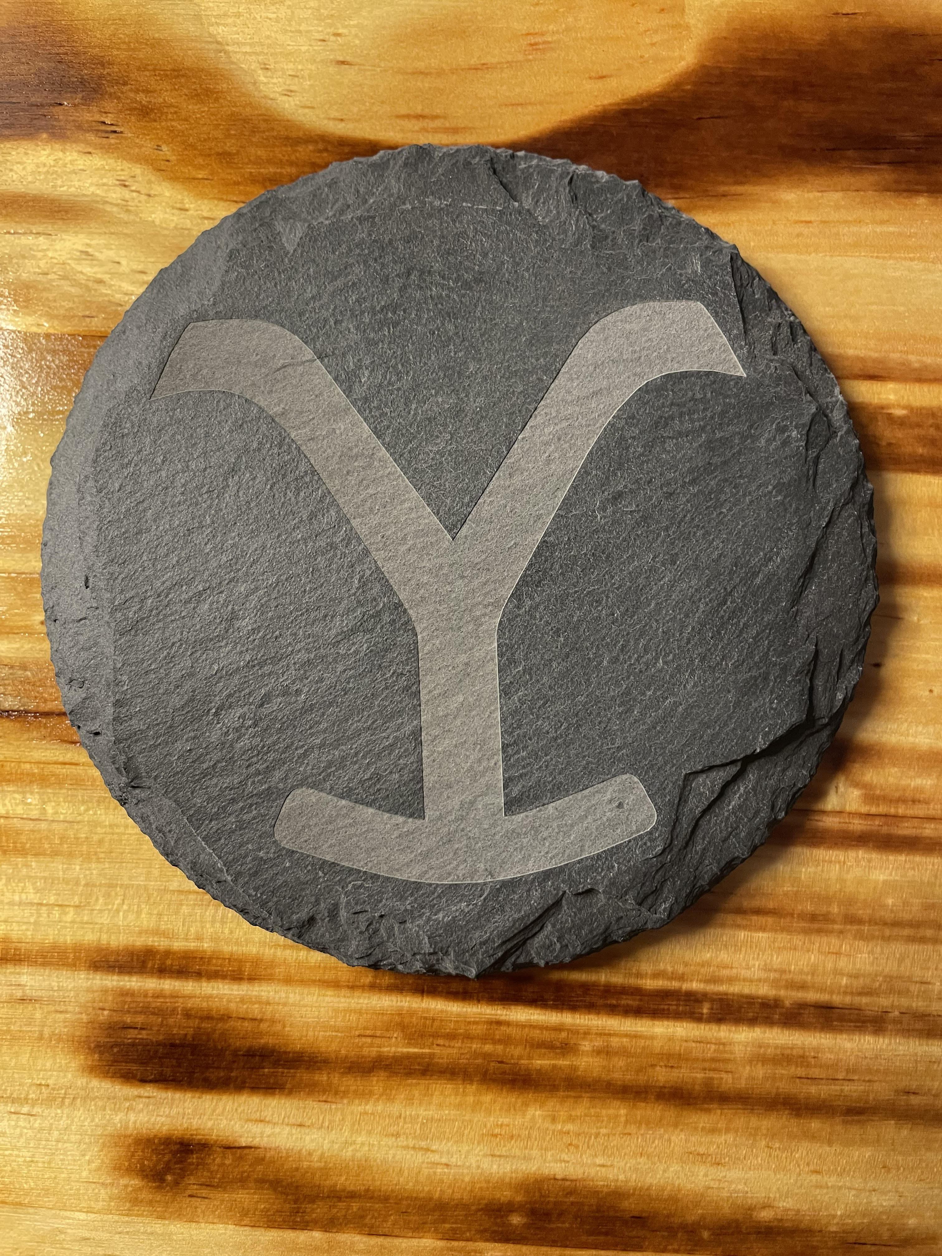 THE YELLOWSTONE, CUSTOM SLATE STONE COASTER (TWO PACK)