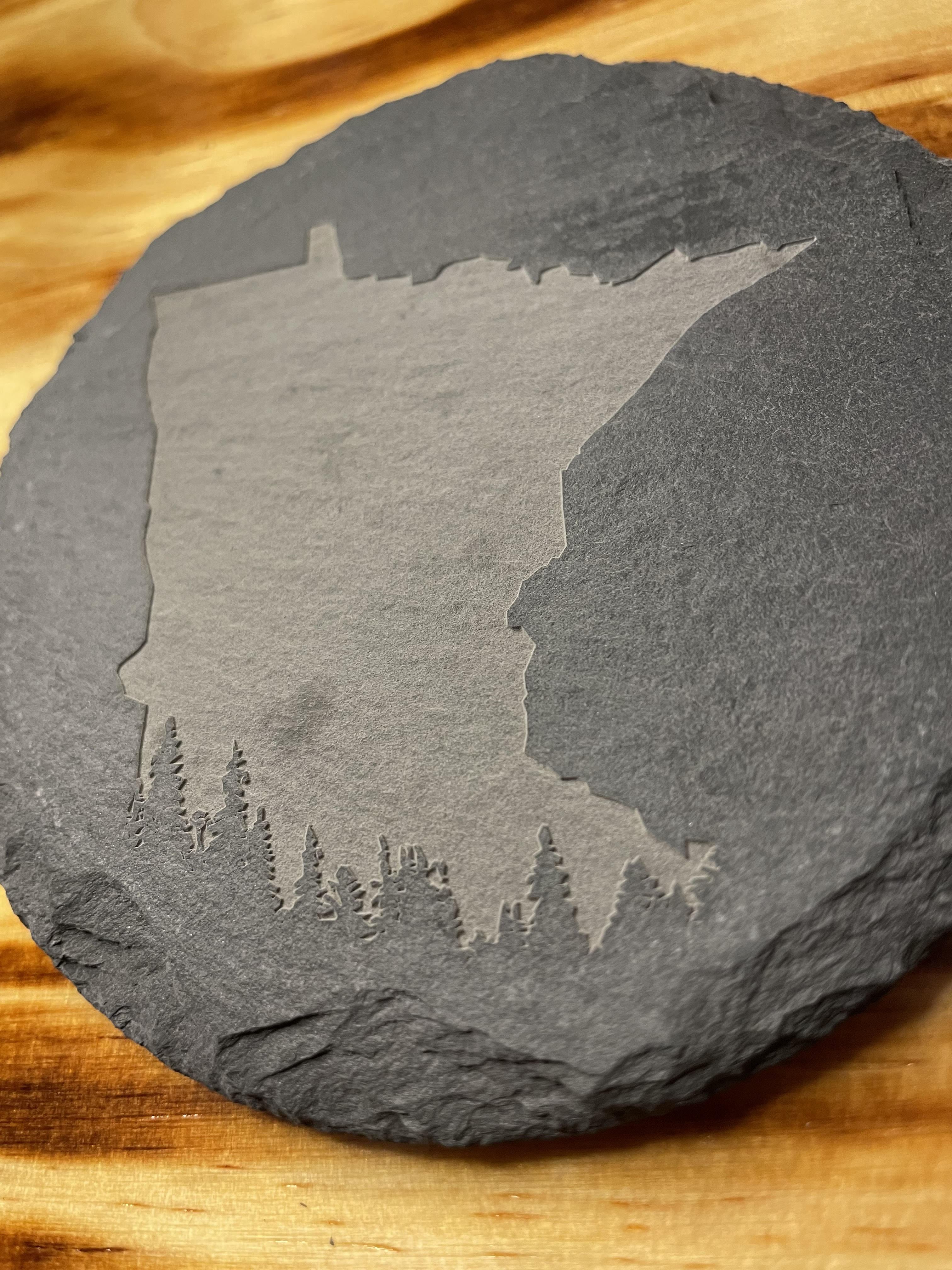 MINNESOTA PINES, CUSTOM SLATE STONE COASTER (TWO PACK)