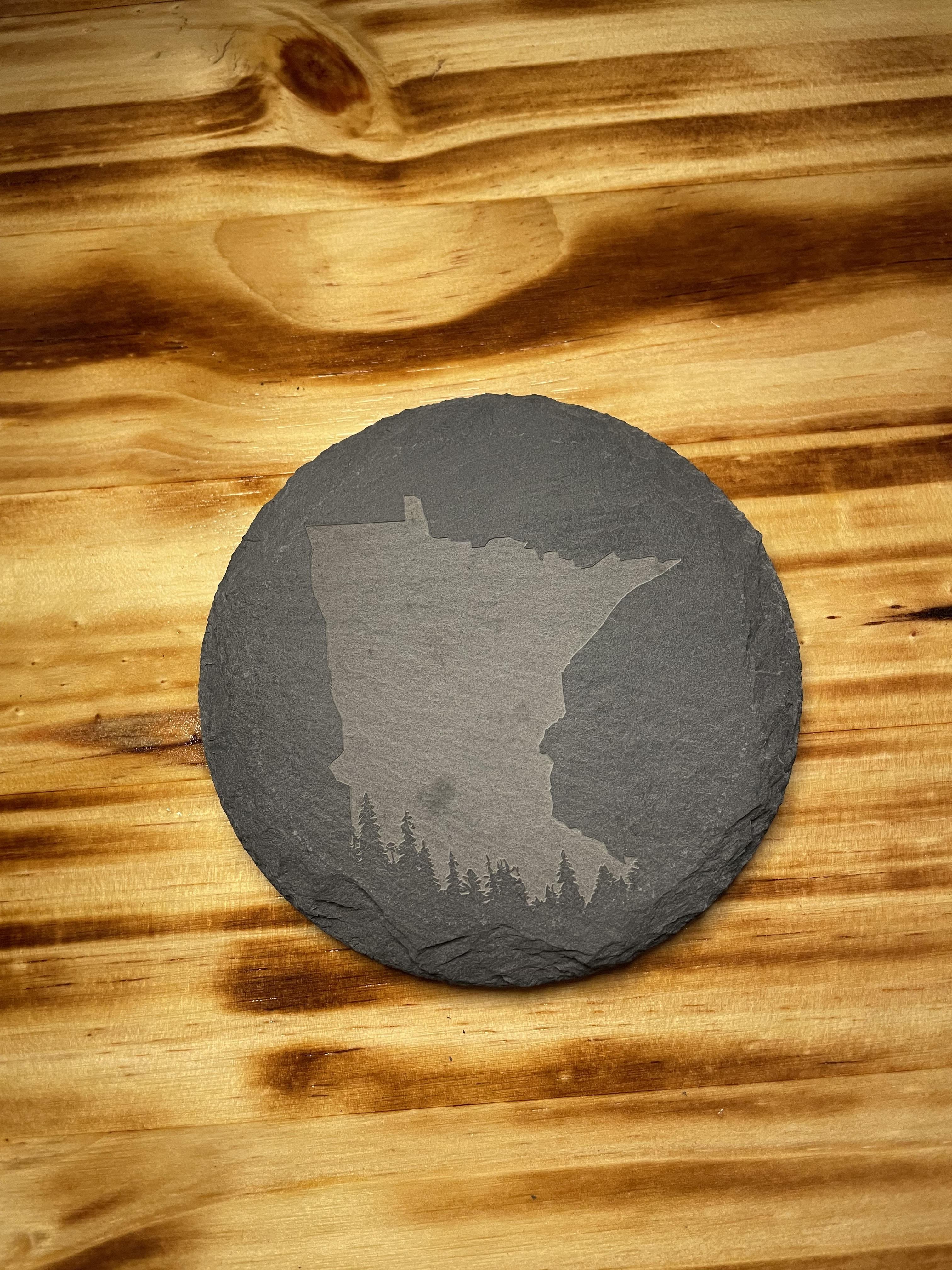MINNESOTA PINES, CUSTOM SLATE STONE COASTER (TWO PACK)